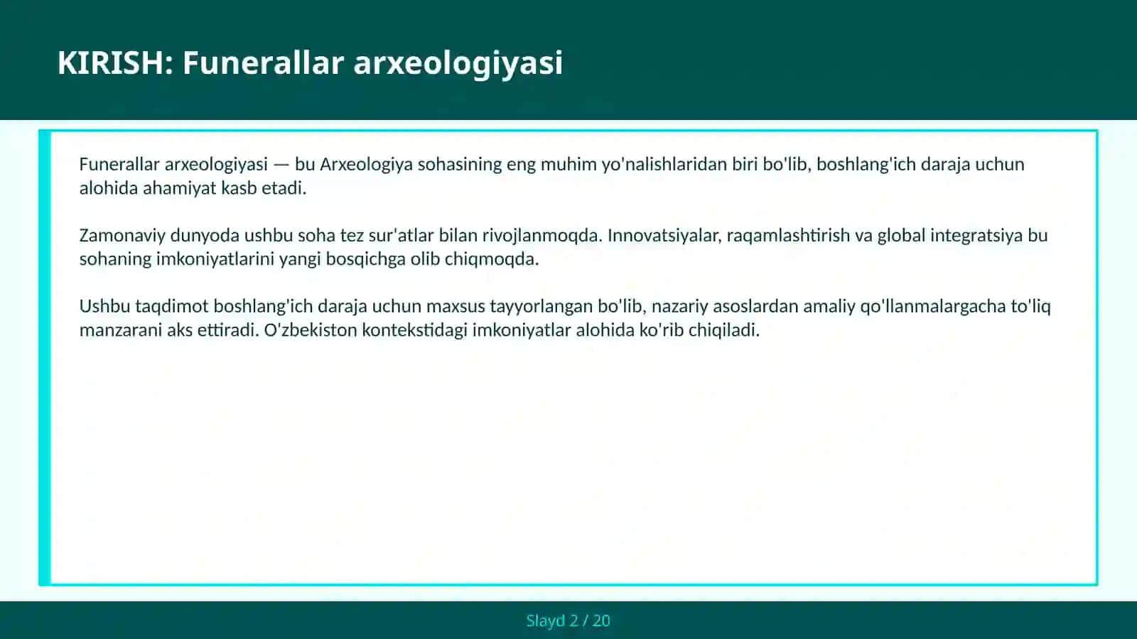 FUNERALLAR ARXEOLOGIYASI 2