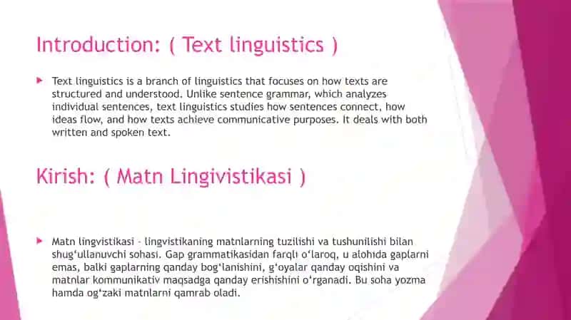 Matnlingvistikasi (Text Linguistics) 2