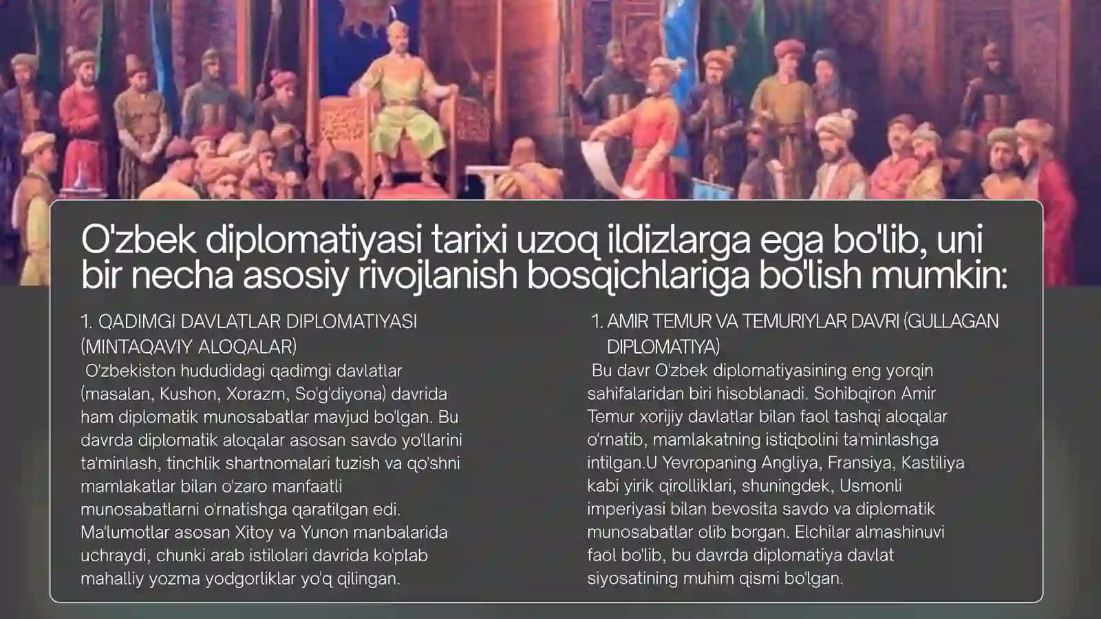 O'zbekiston diplomatiyasining rivojlanish bosqichlari 2
