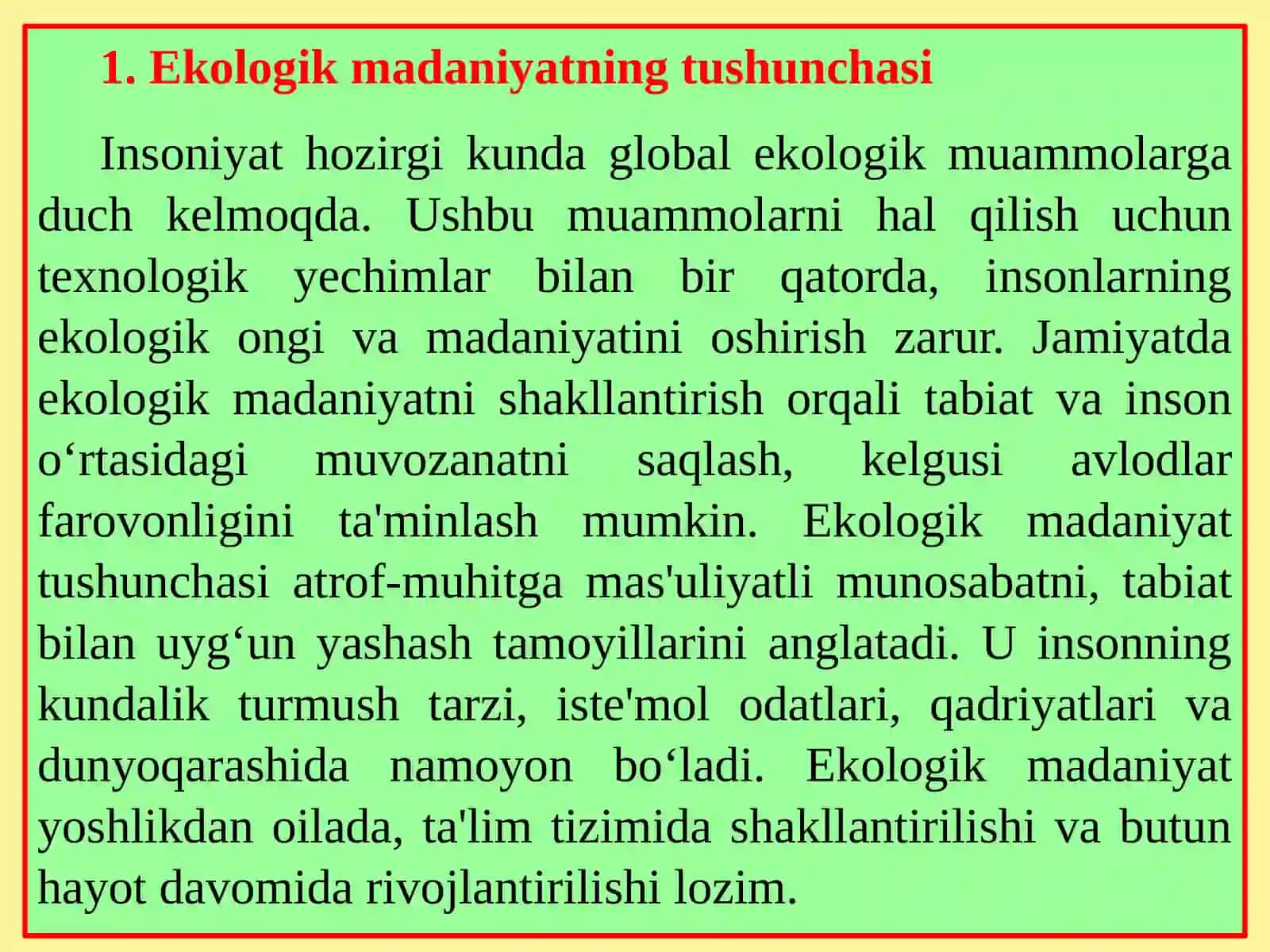 Aholining ekologik madaniyatini shakllantirish yo‘llari 2
