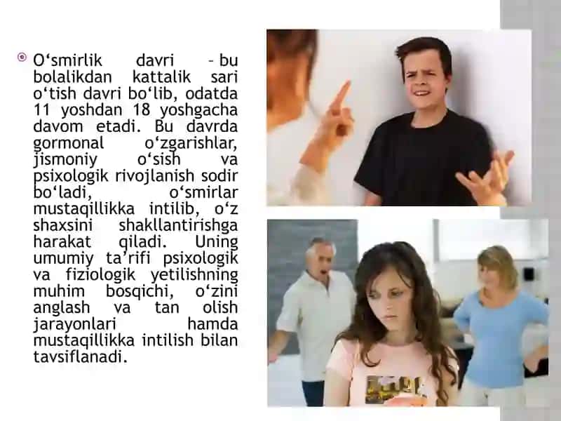 O'smirlik davrida psixik rivojlanish xususiyatlari 2