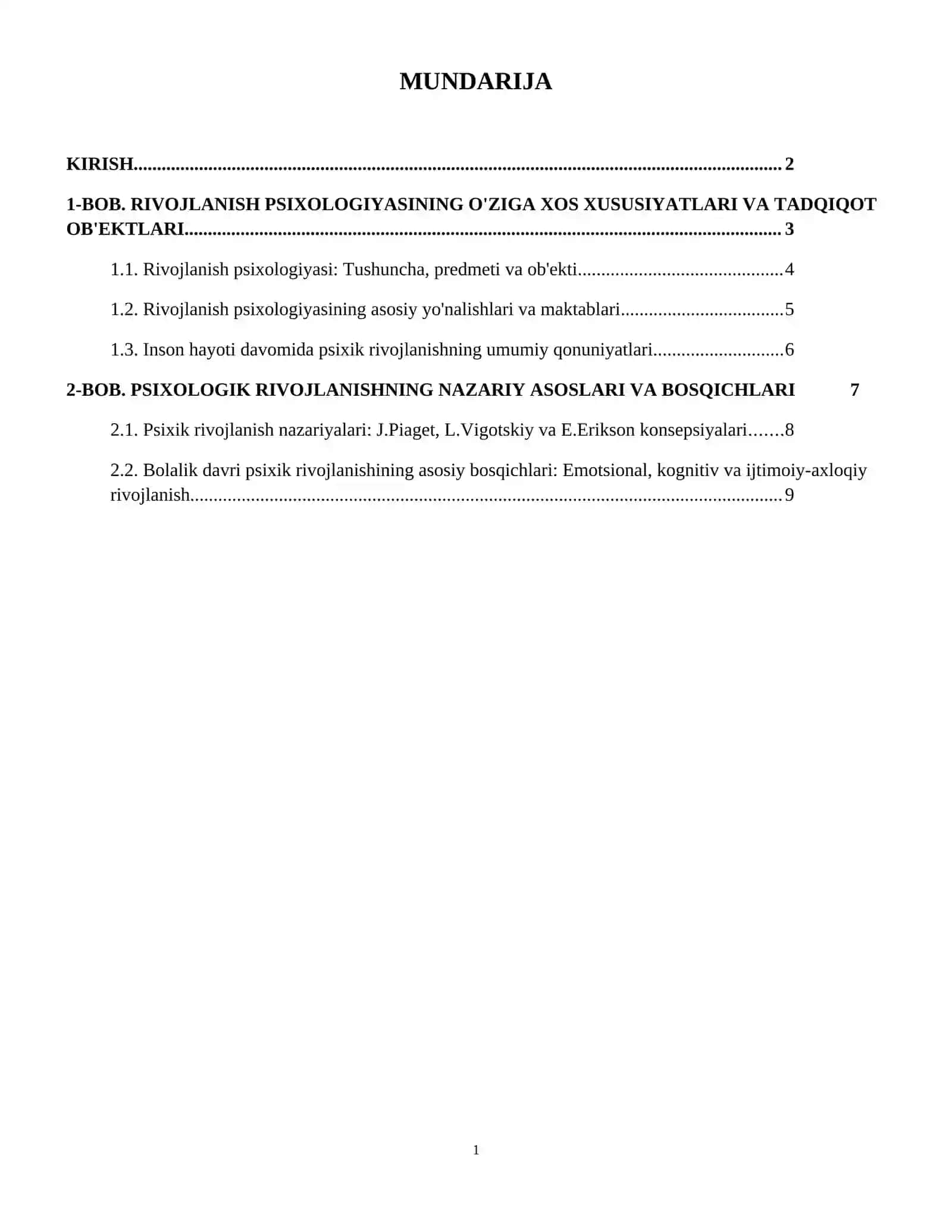 Psixologiya rivojlanish bosqichlari 2