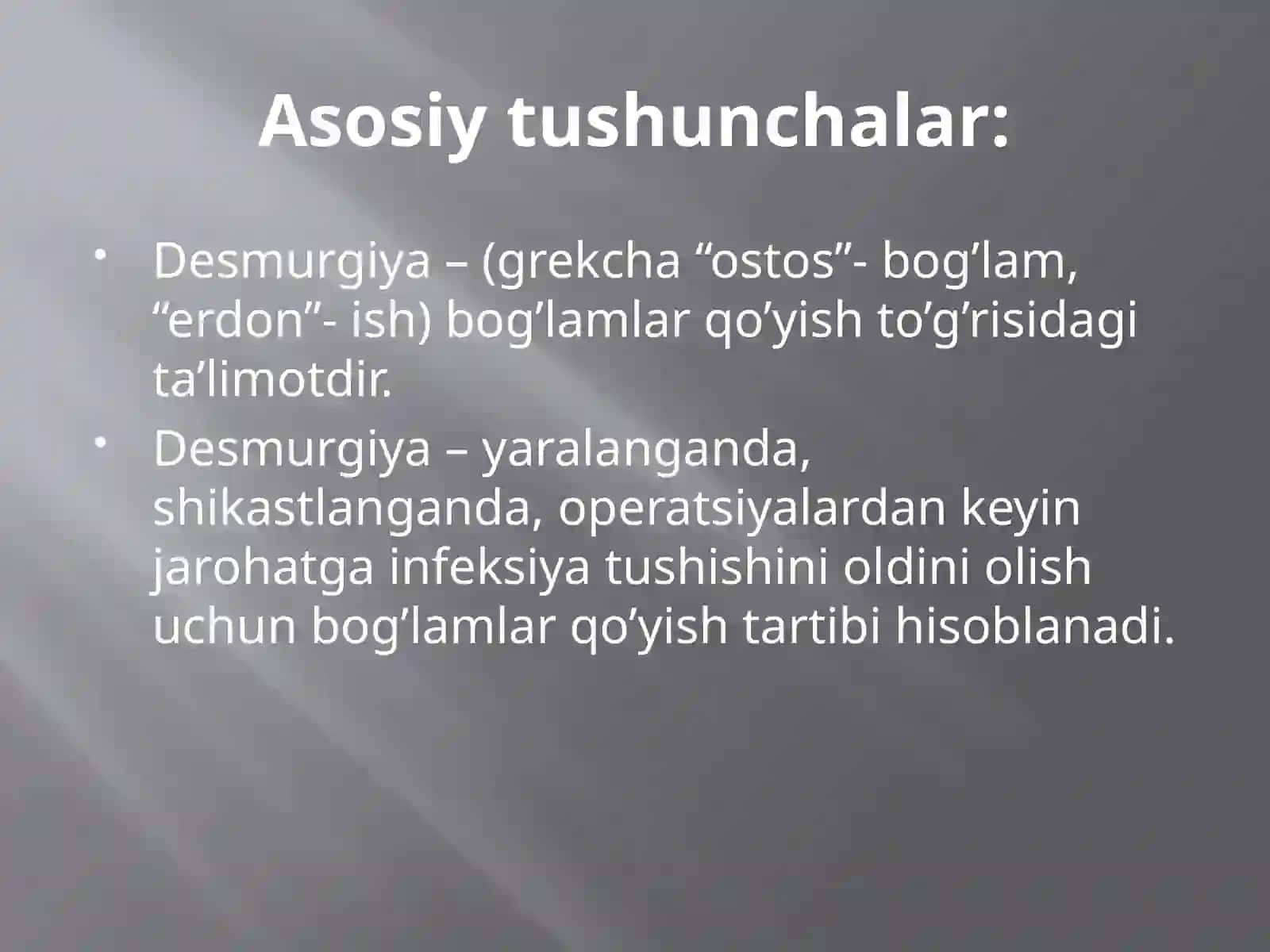 Desmurgiya va transport immobilizatsiyasi 2