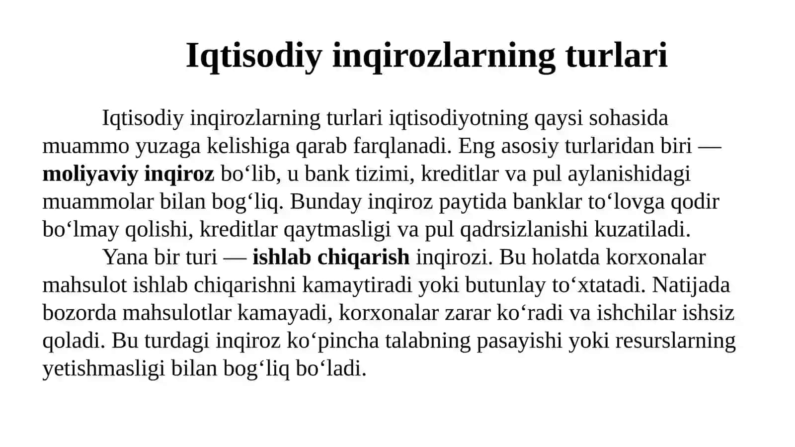 Iqtisodiy inqirozlarning sabablari 2
