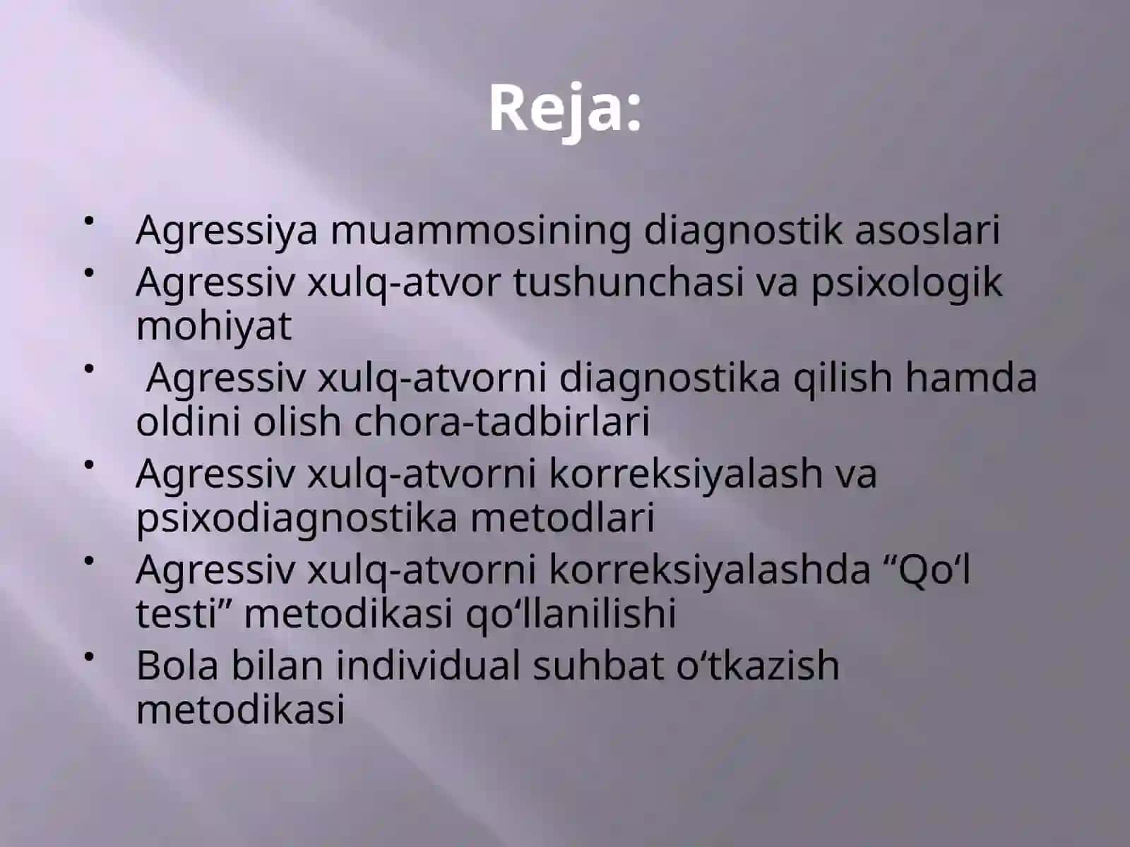 BOLALARDA AGRESSIVLIK DARAJASINI ANIQLASH USULLARI 2
