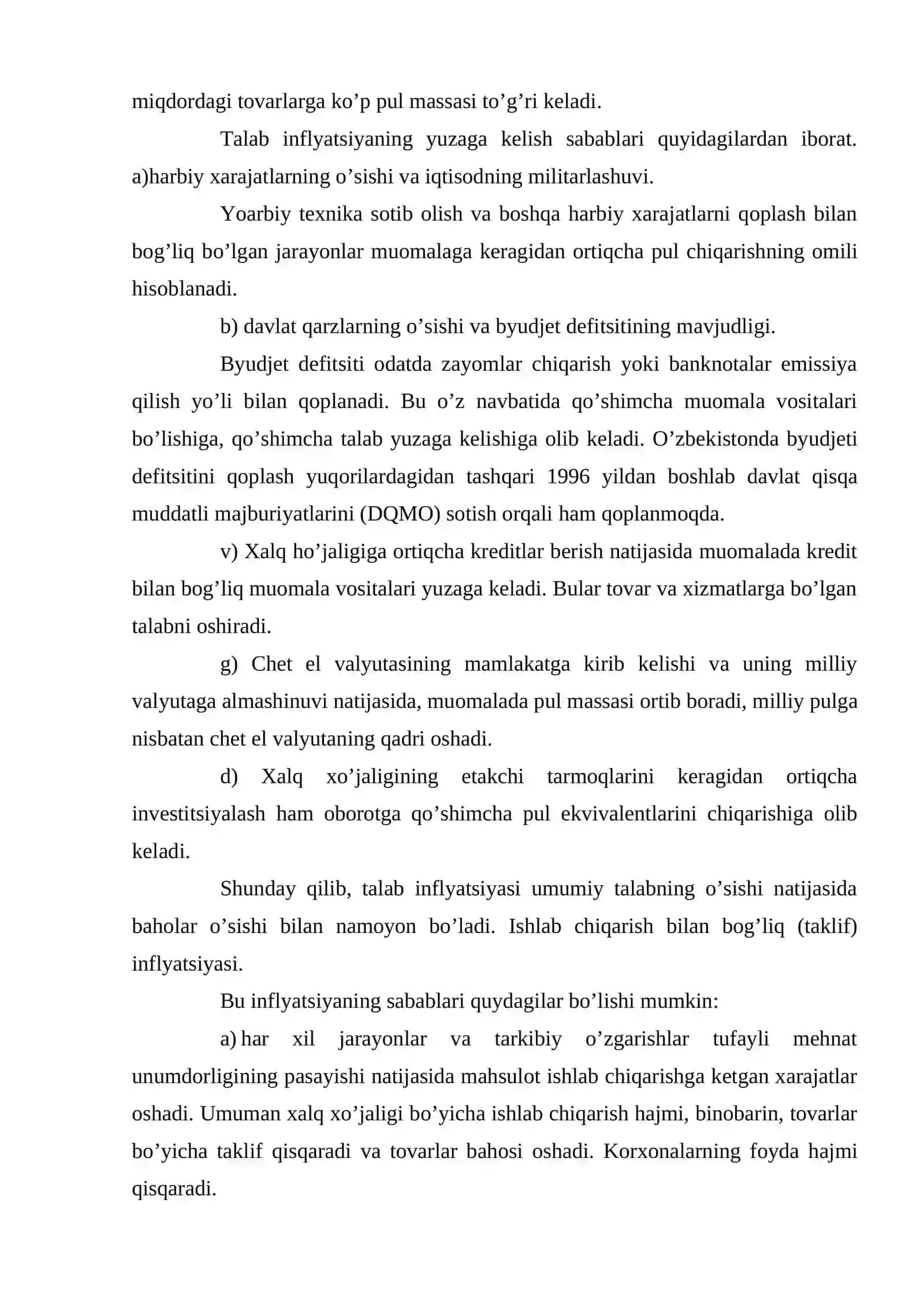 Inflyatsiyaning turlari va toifalari 2