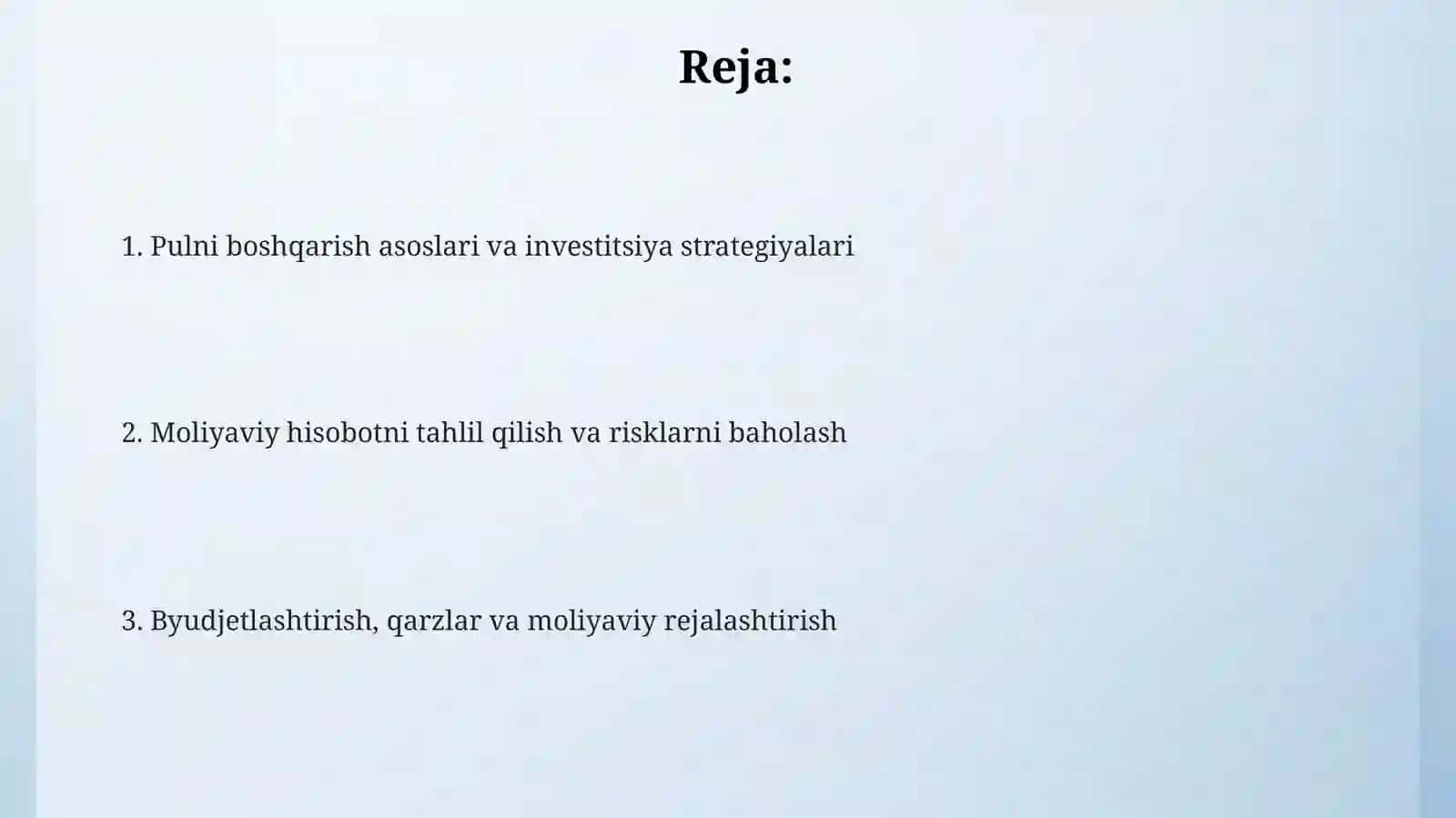 Moliyaning amaliy jihatlari 2