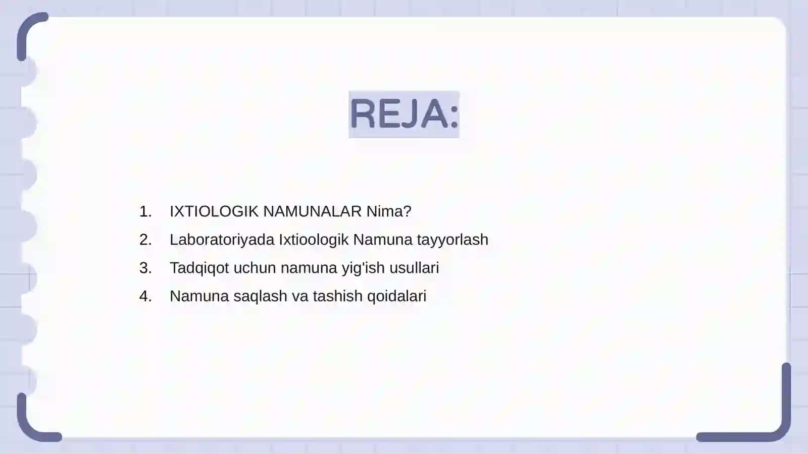 IXTIOLOGIK NAMUNALARNI LABARATORIYADA O'RGANISH 2