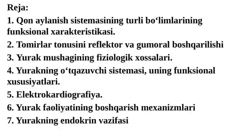 Yurak-qontomirlar fiziologiyasi 2