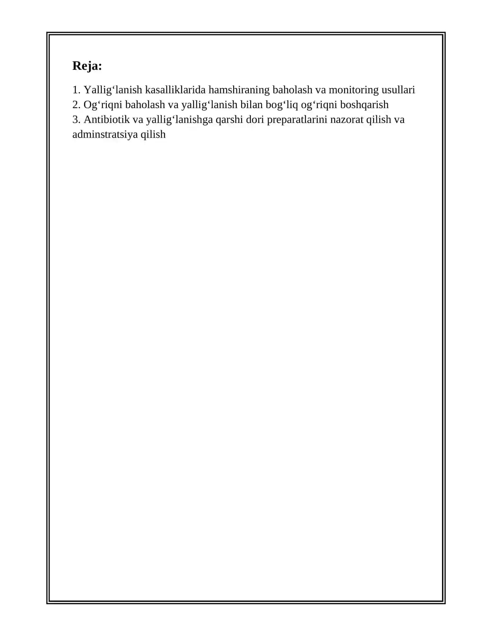 YALLIGʻLANISH KASALLIKLARDA HAMSHIRALIK PARVARISHI 2