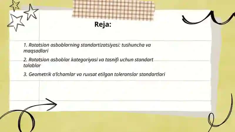 Rotatsion asboblarning standartizasiyasi 2