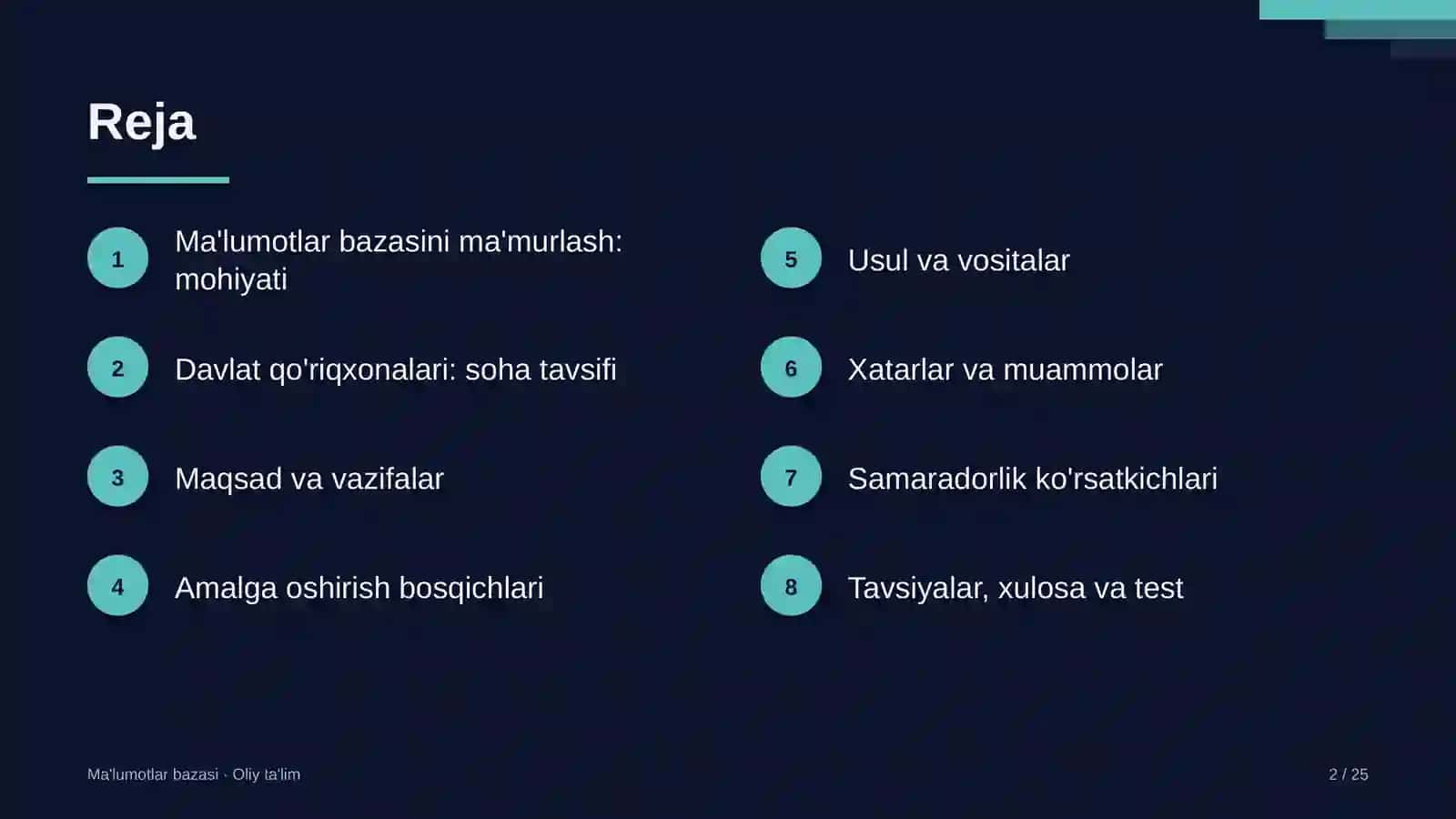 Davlat qo'riqxonalarida ma'lumotlar bazasini ma'murlash 2