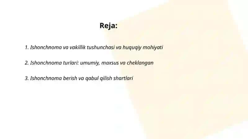 Ishonchnoma va Vakillik 2