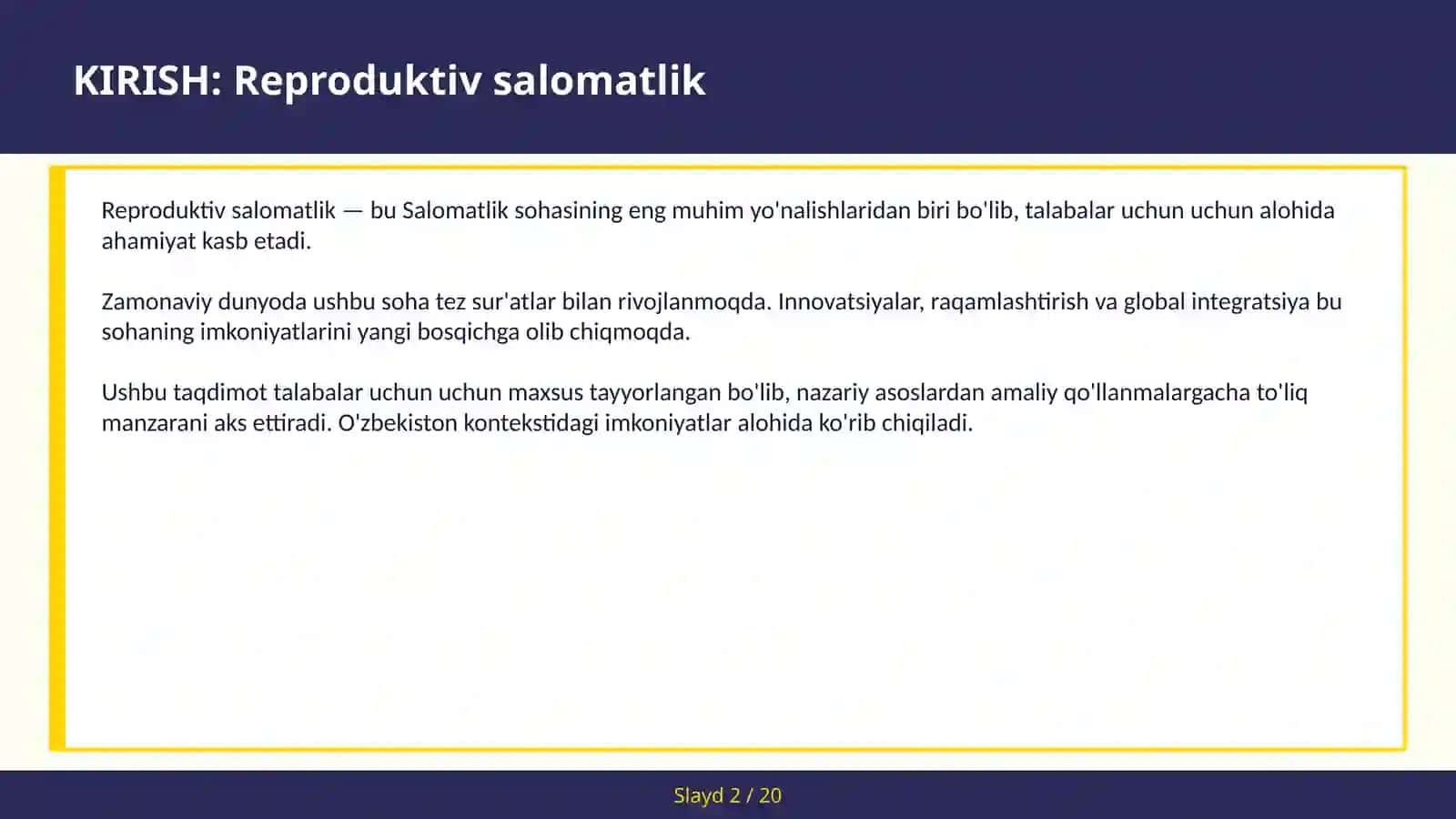 Reproduktiv salomatlik 2