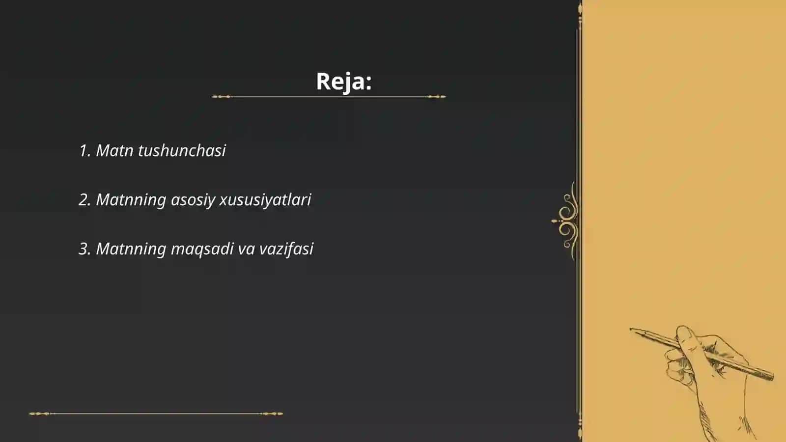 Matn va uning turlari. Matn hosil qiluvchi vositalar 2