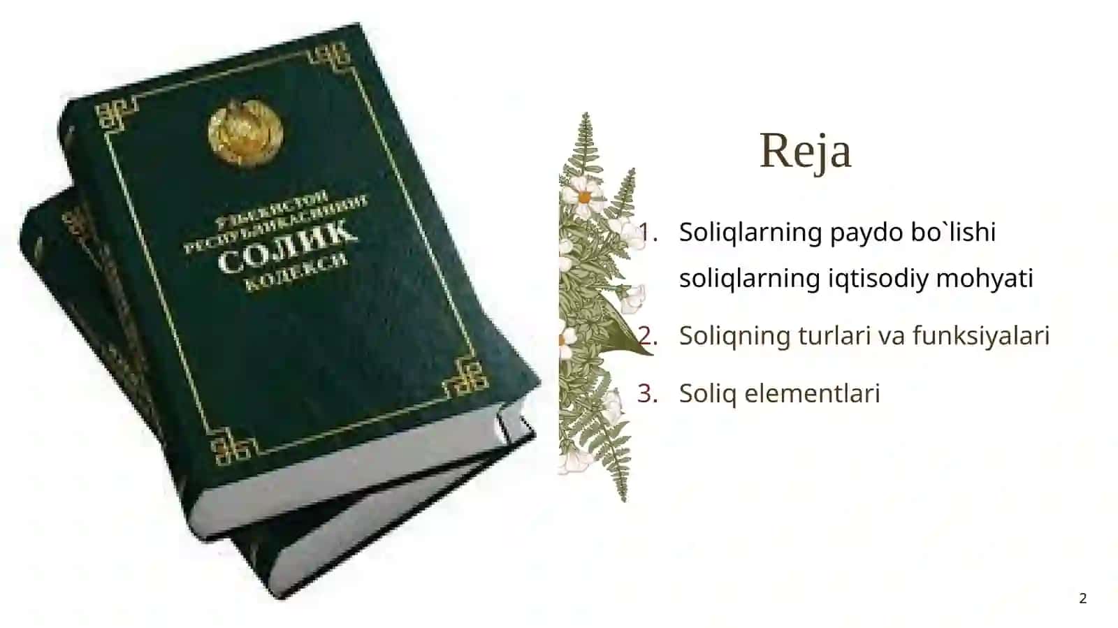 Soliqlar vasoliq qatortish 2