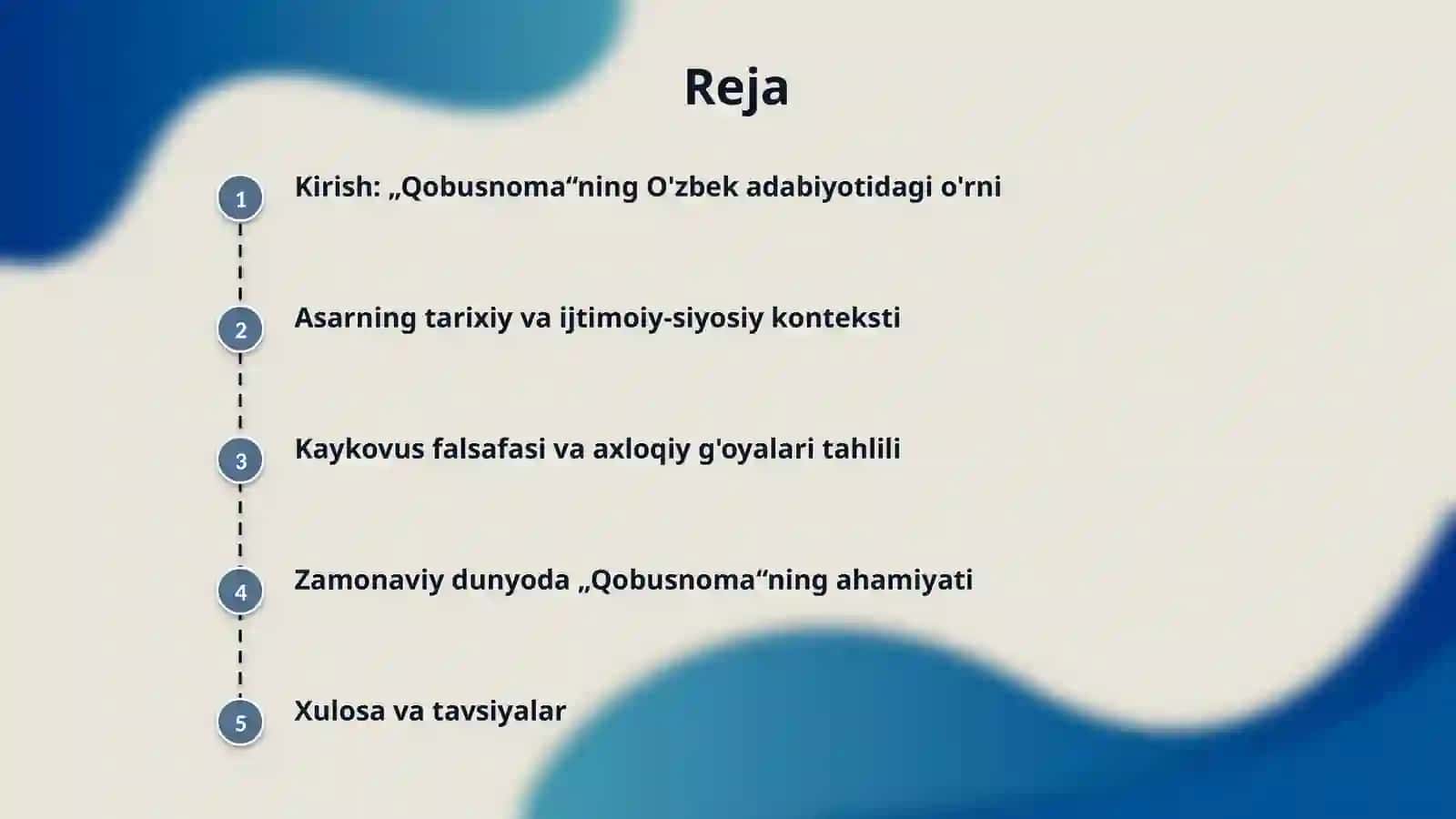Kaykovus „Qobusnoma“asarini oʻqib tahlil qilish 2