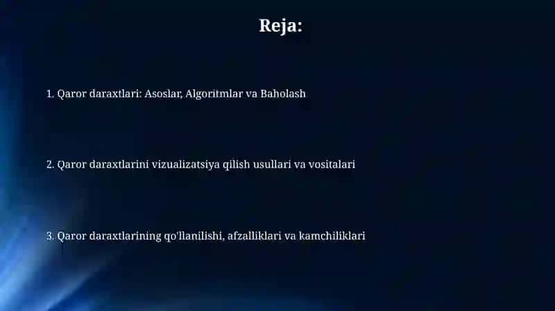 Qarorlar daraxti va uni koʻrish algoritmlari 2