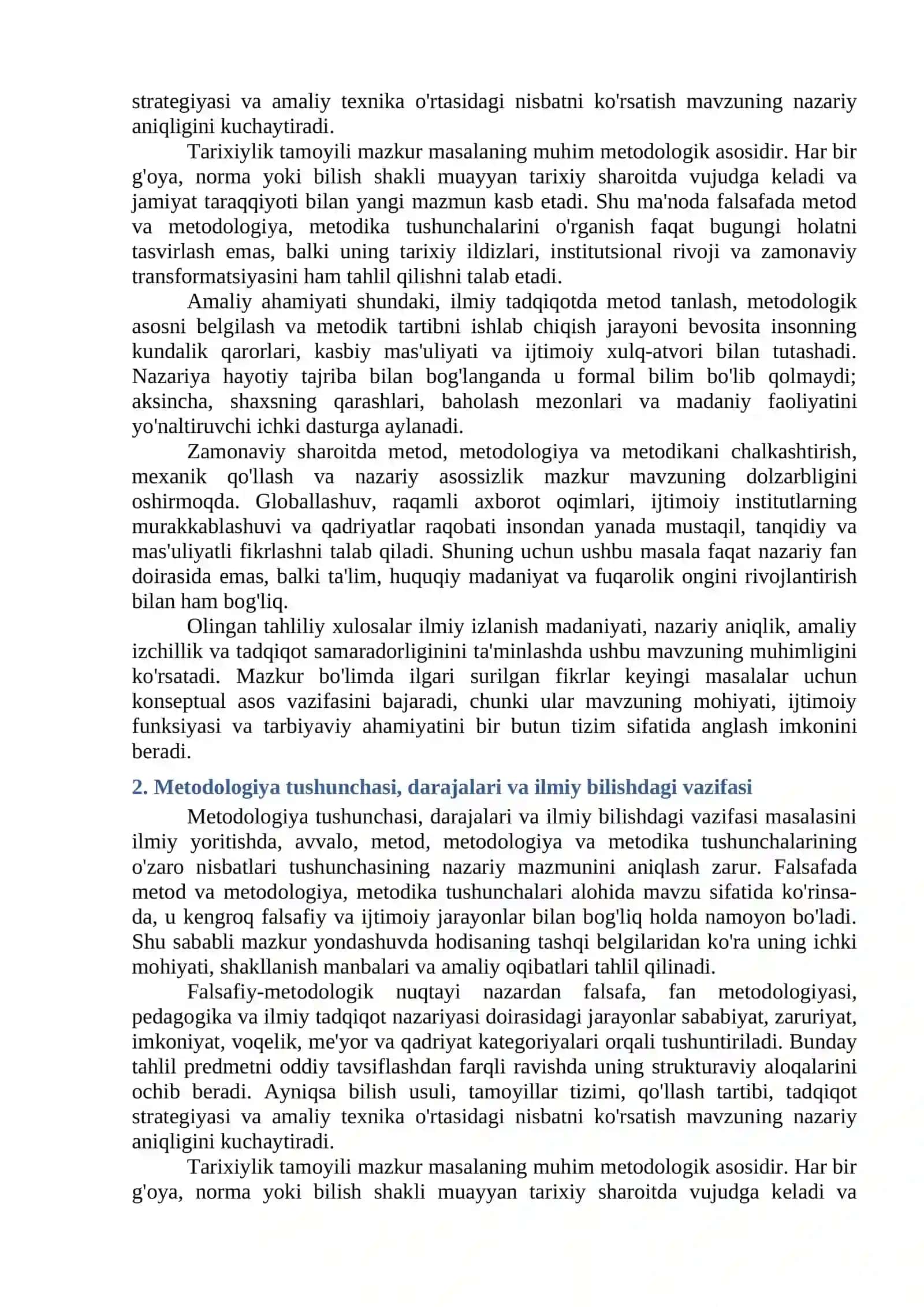 FALSAFADA METOD VA METODOLOGIYA, METODIKA TUSHUNCHALARI 2