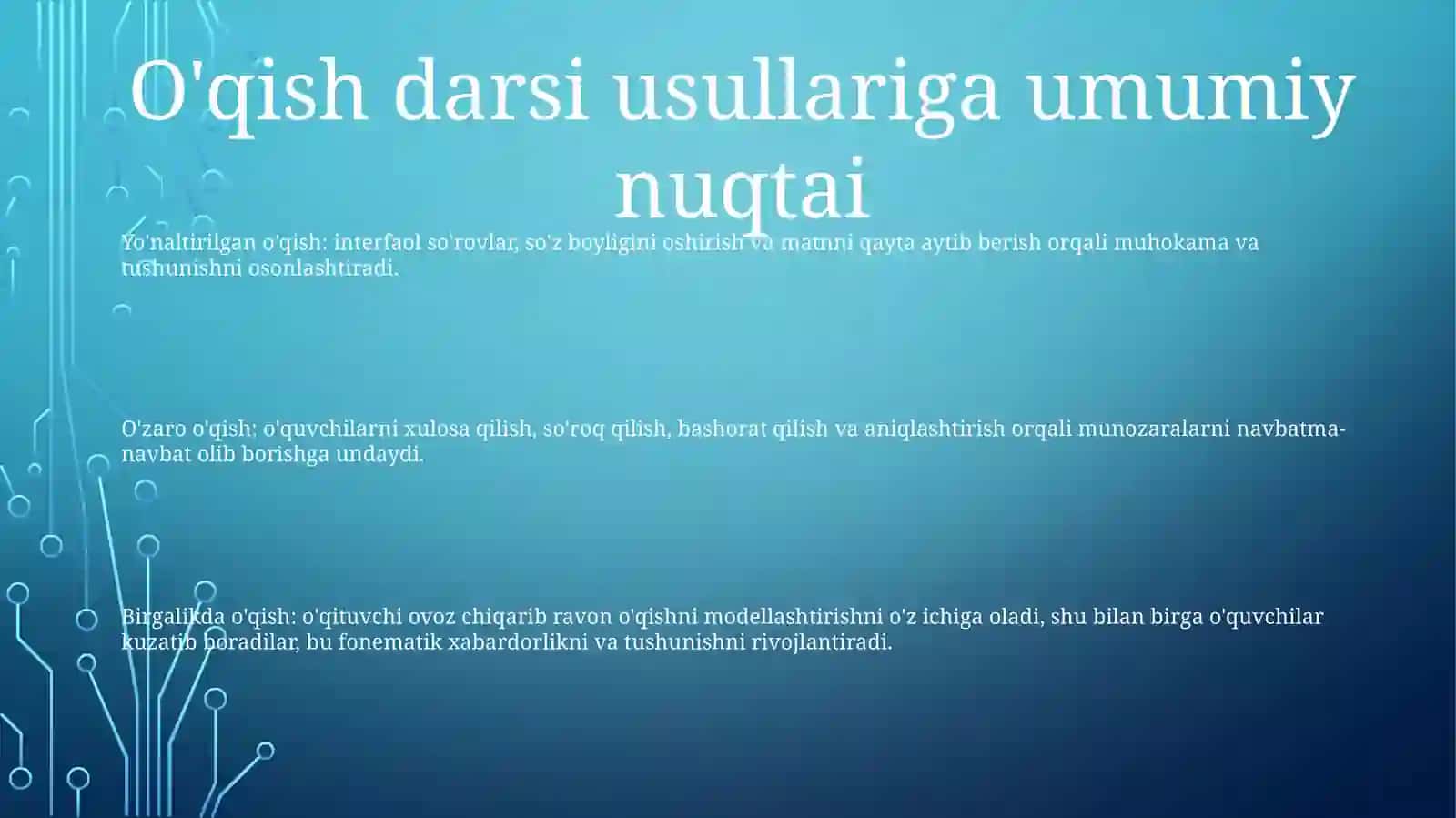 OʻQish Darslarida QoʻLlanadigan Metodlarga Tavsif 2