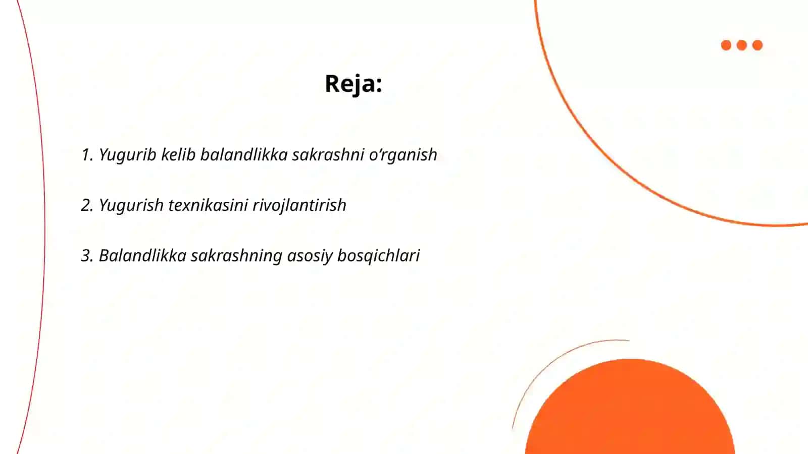 Yugurib kelib balandlikka sakrash texnikasini oʻrgatish 2