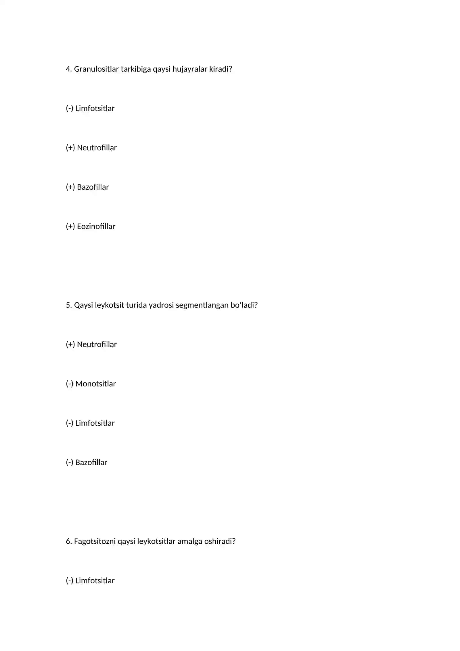 Leykotsitlarning vazifalari 2