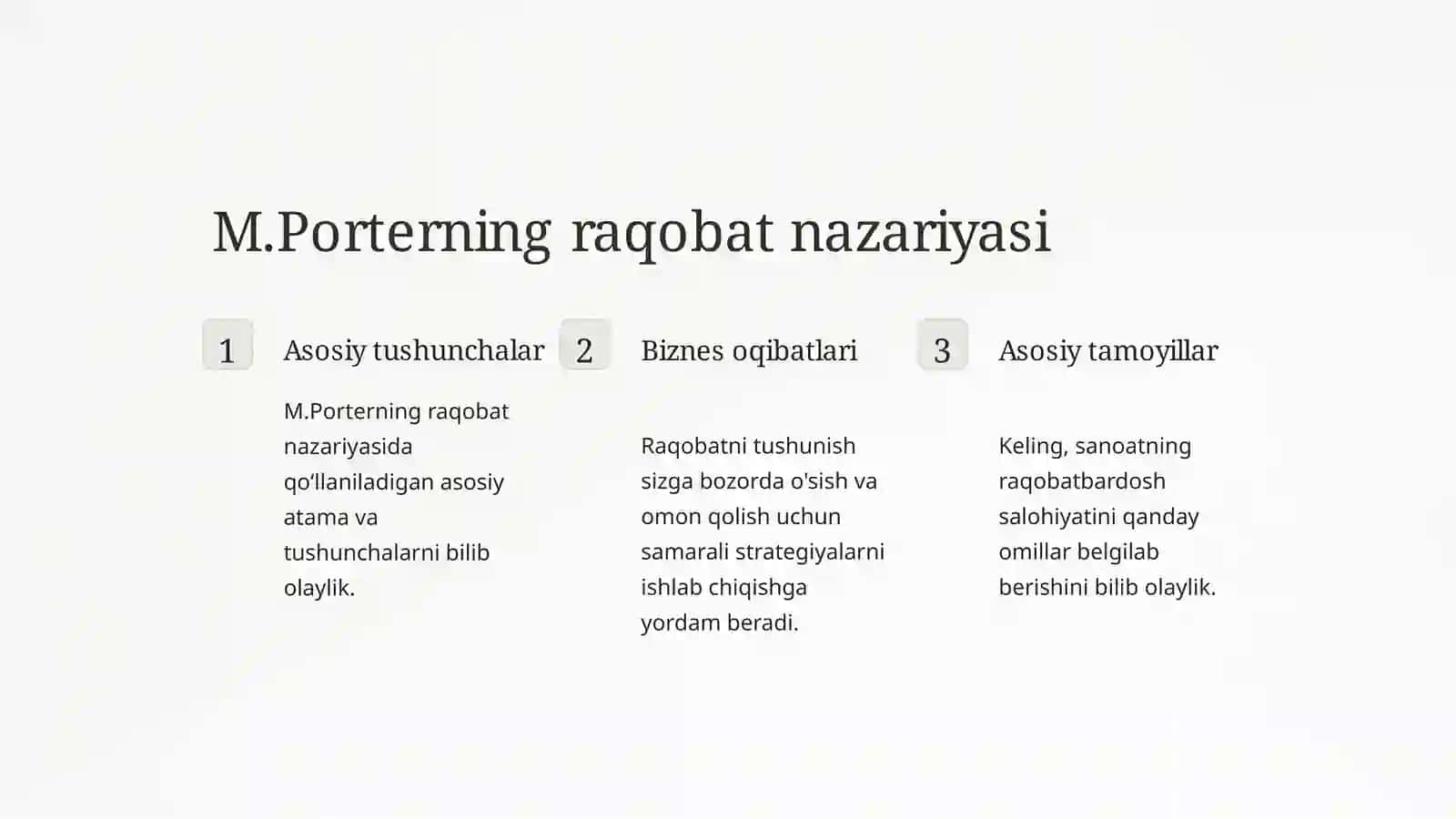 Porterning beshta raqobat kuchi modeli 2