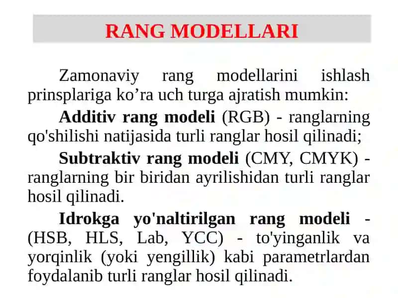 RANG MODELLARI 2