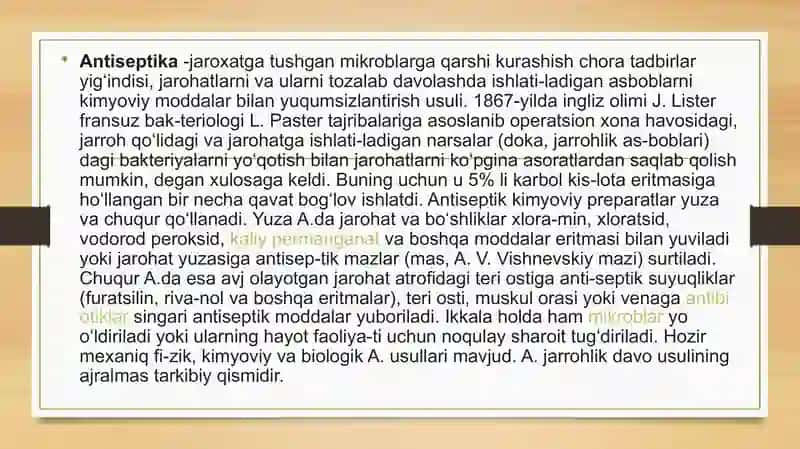 Zamonaviy fizika antiseptika usullari 2