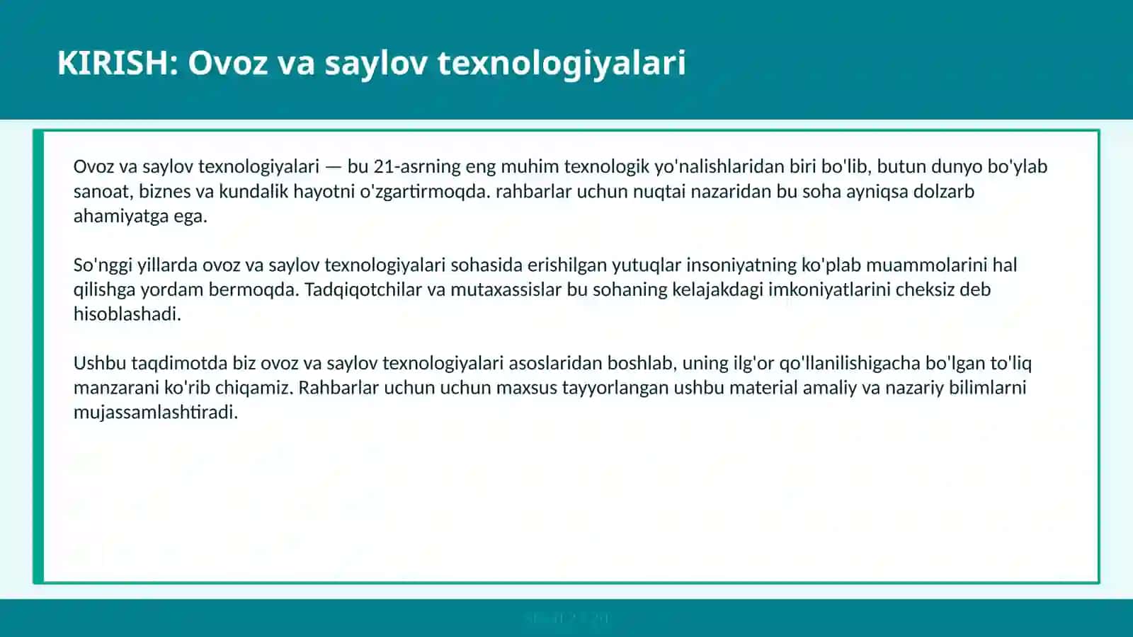 Ovoz va Saylov Texnologiyalari 2