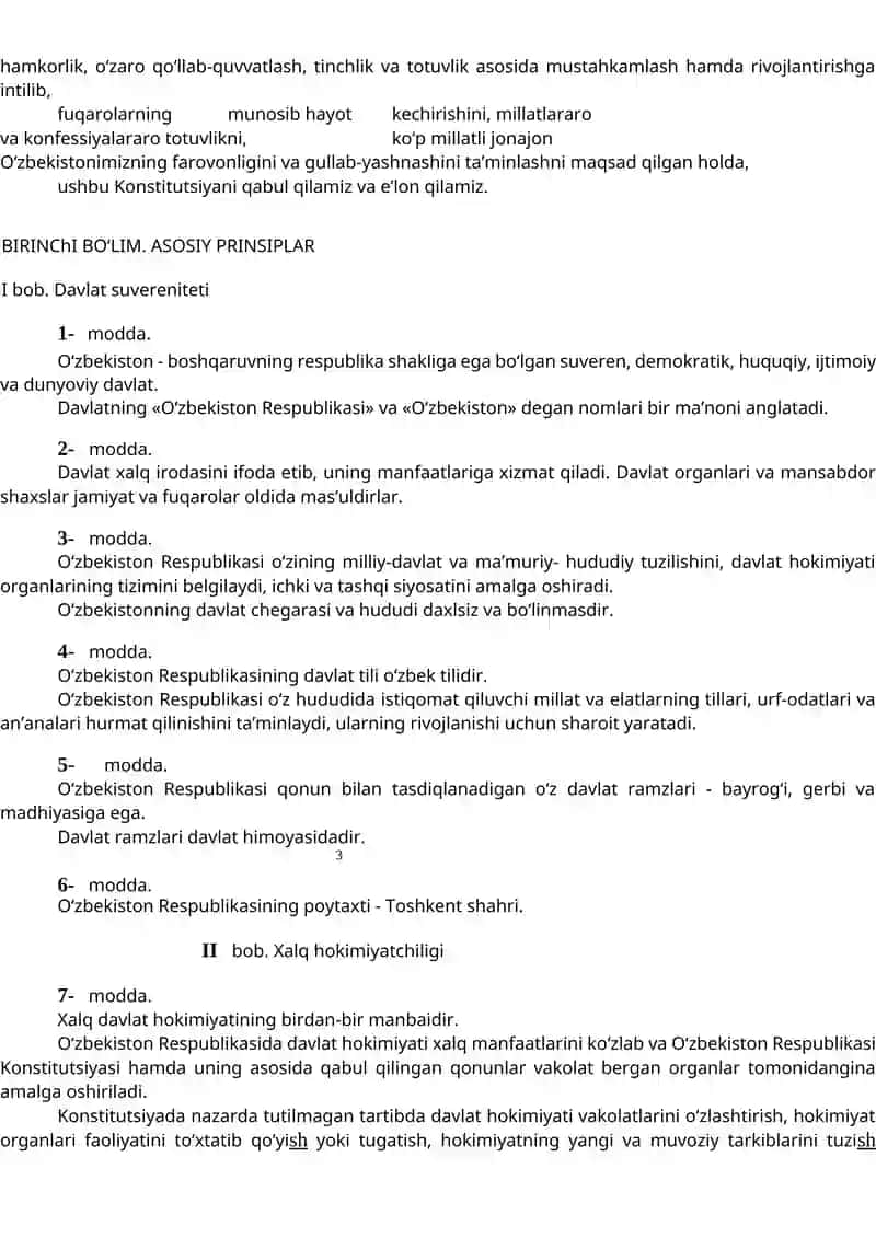 O'zbekiston Respublikasi Konstitutsiyasi 2