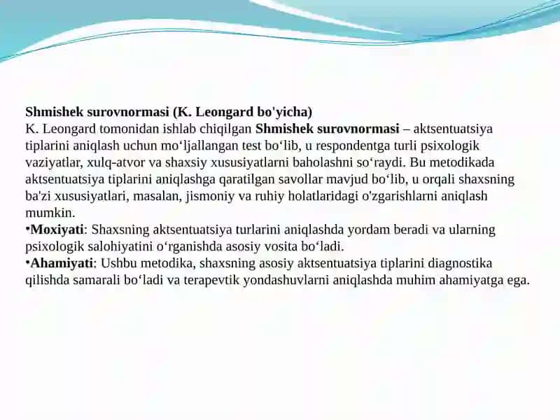 Shaxsdagi aktsentuatsiyalarni diagnostika 2