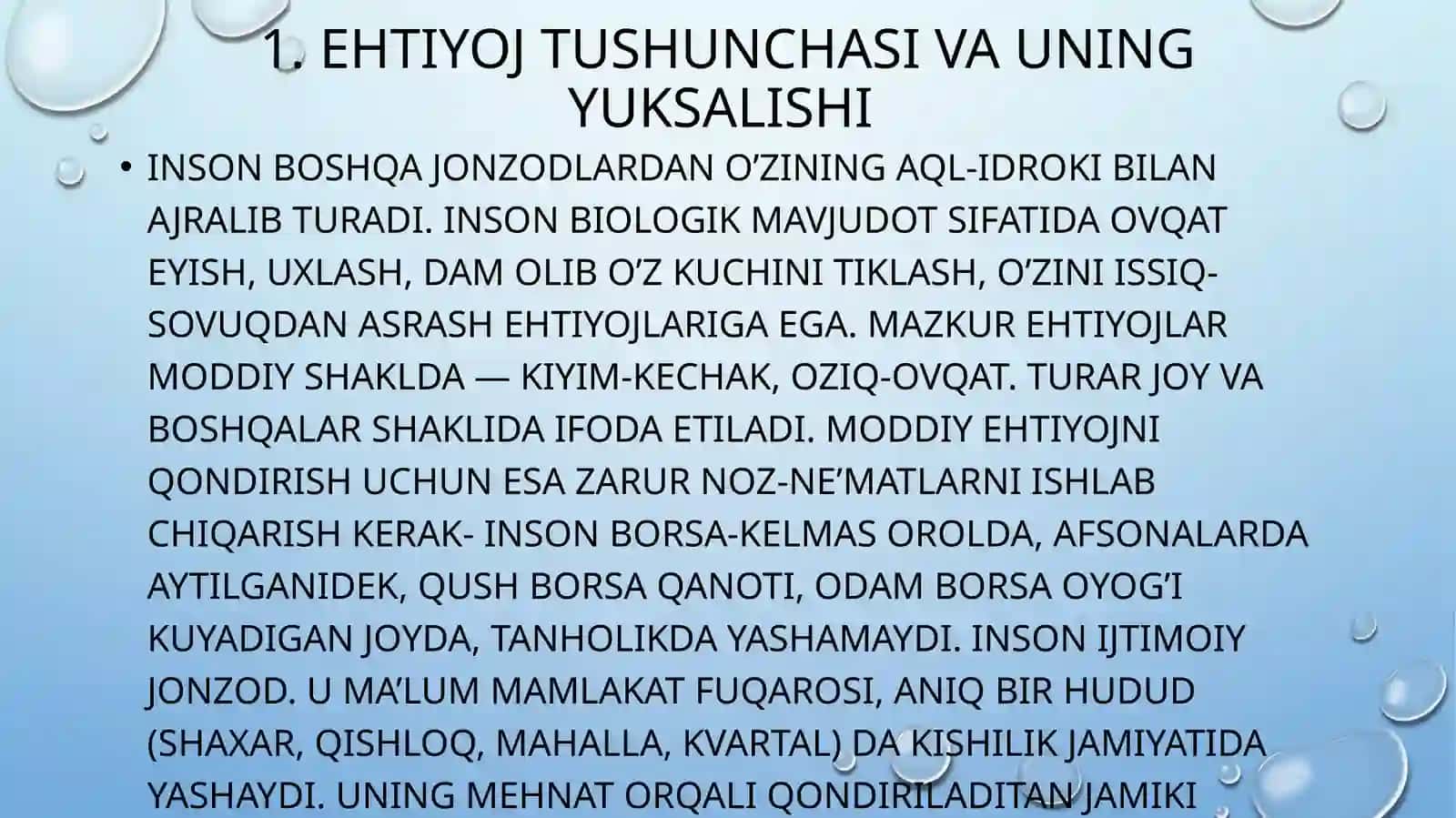 EHTIYOJLAR VA UNING QONDIRILISHI 2