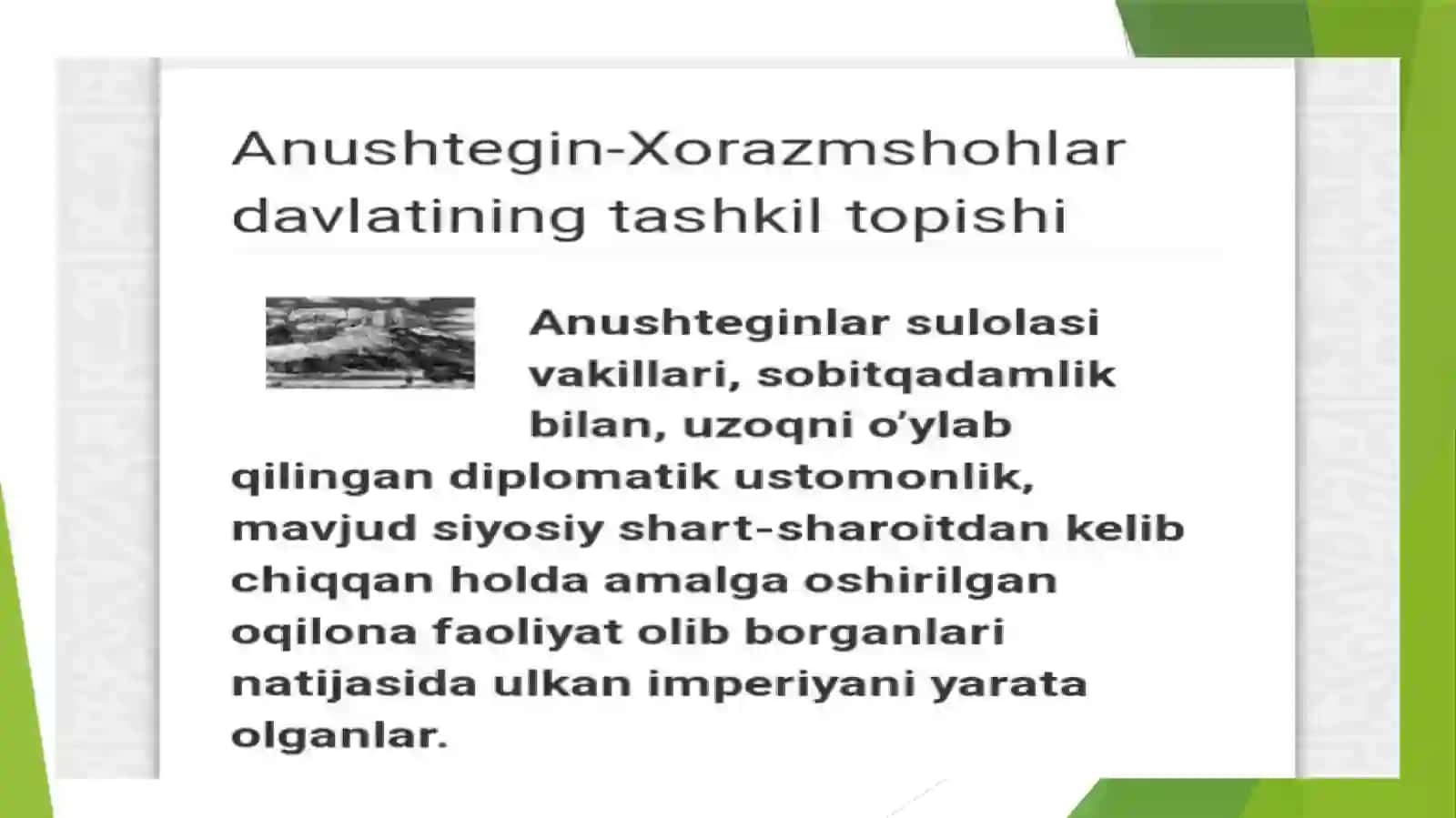 Katta Xorazm Davlati mavzusida tayyorlagan taqdimoti 2