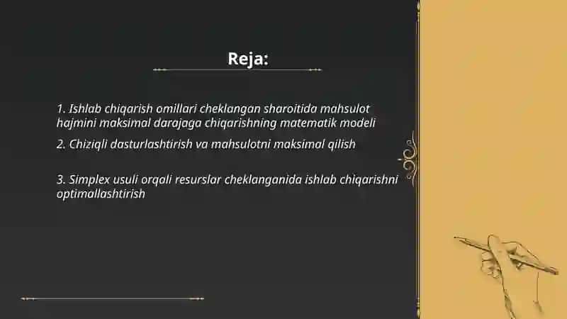 Ishlab chiqarishni maksimallashtirish 2