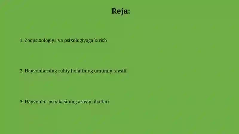 Zoopsixologiya va psixologiyaga kirish 2