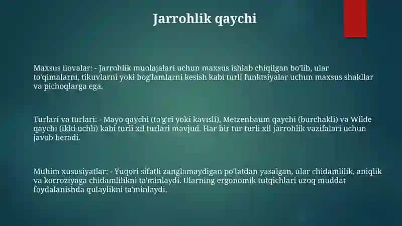 Jarrohlik Operatsiyasida Ishlatiladigan Asboplar 2