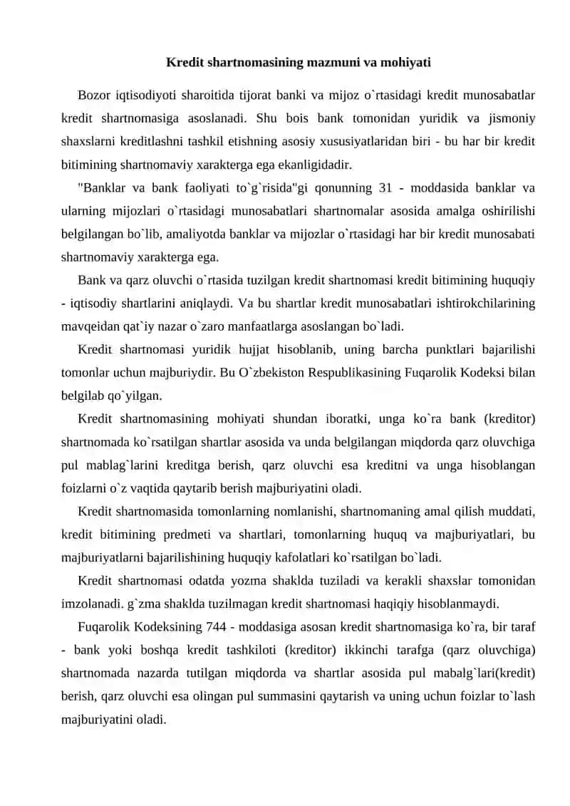 KREDIT SHARTNOMASI 2