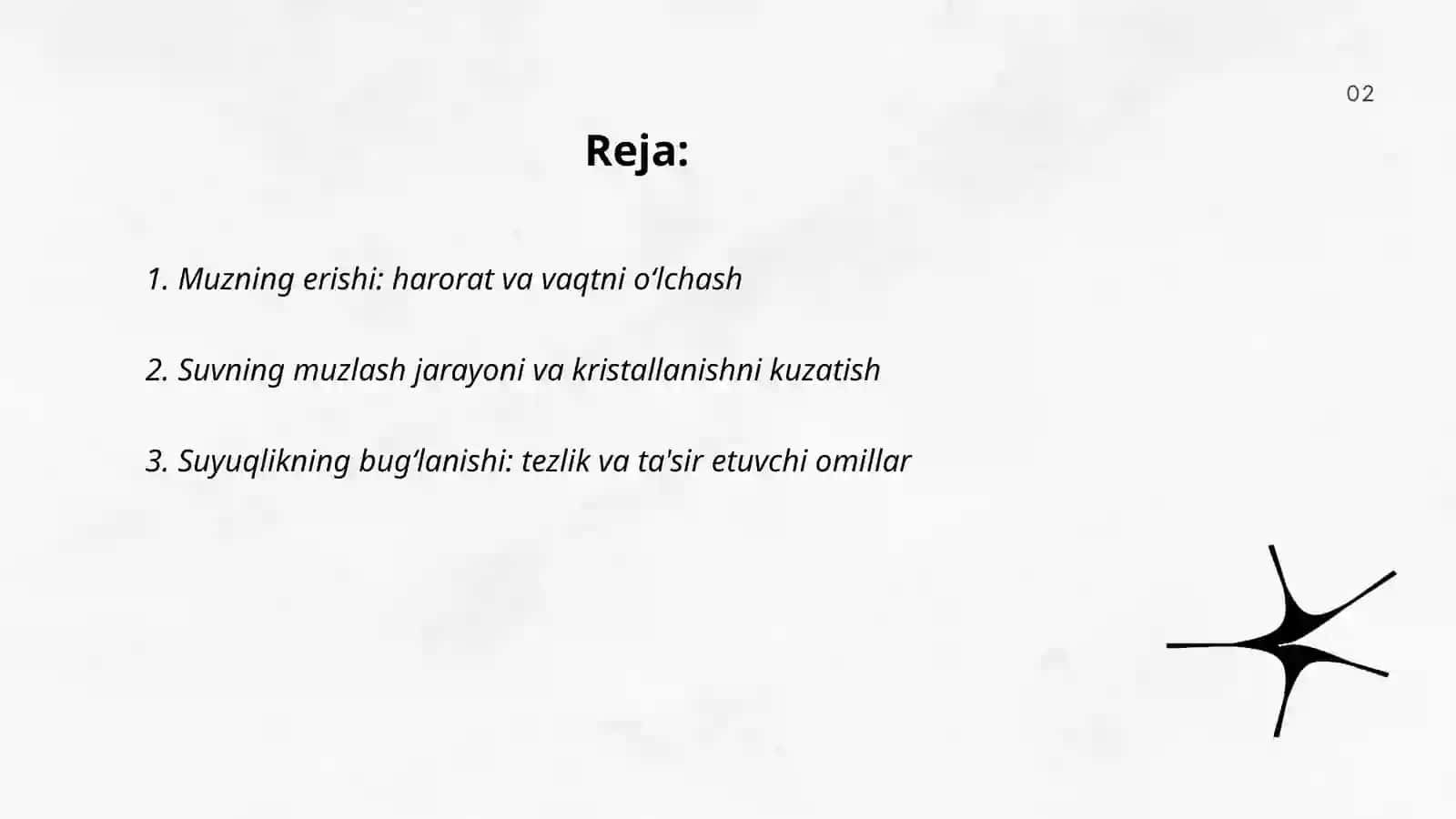 Suvning uch holatini tajribali oʻzgarish 2