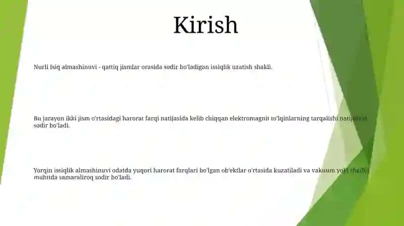Radiant issiqlik uzatish 2
