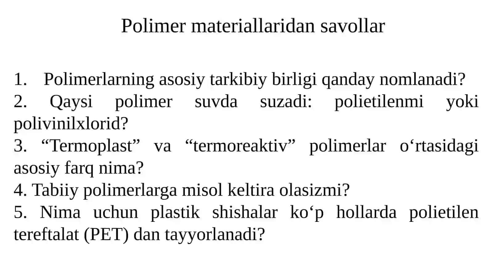 Yuqorimolekulyar birikmalarolish 2