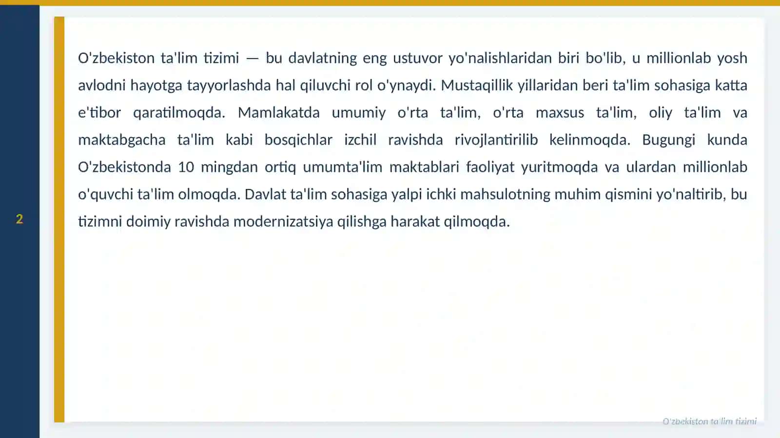 O'zbekiston Ta'lim Tizimi 2