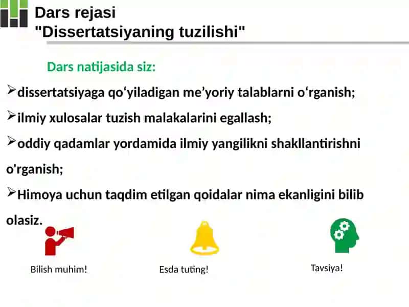 Dissertatsiyatayyorlash qoidalari 2