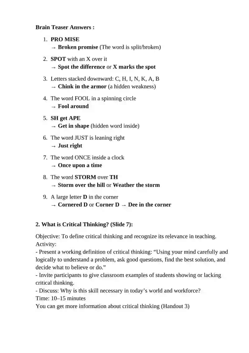 How to Integrate Critical Thinking into Lessons 2