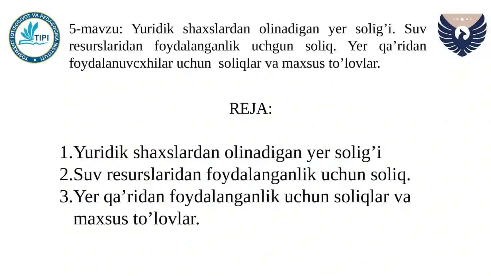 Soliqlar va soliqqa tortish fani 2
