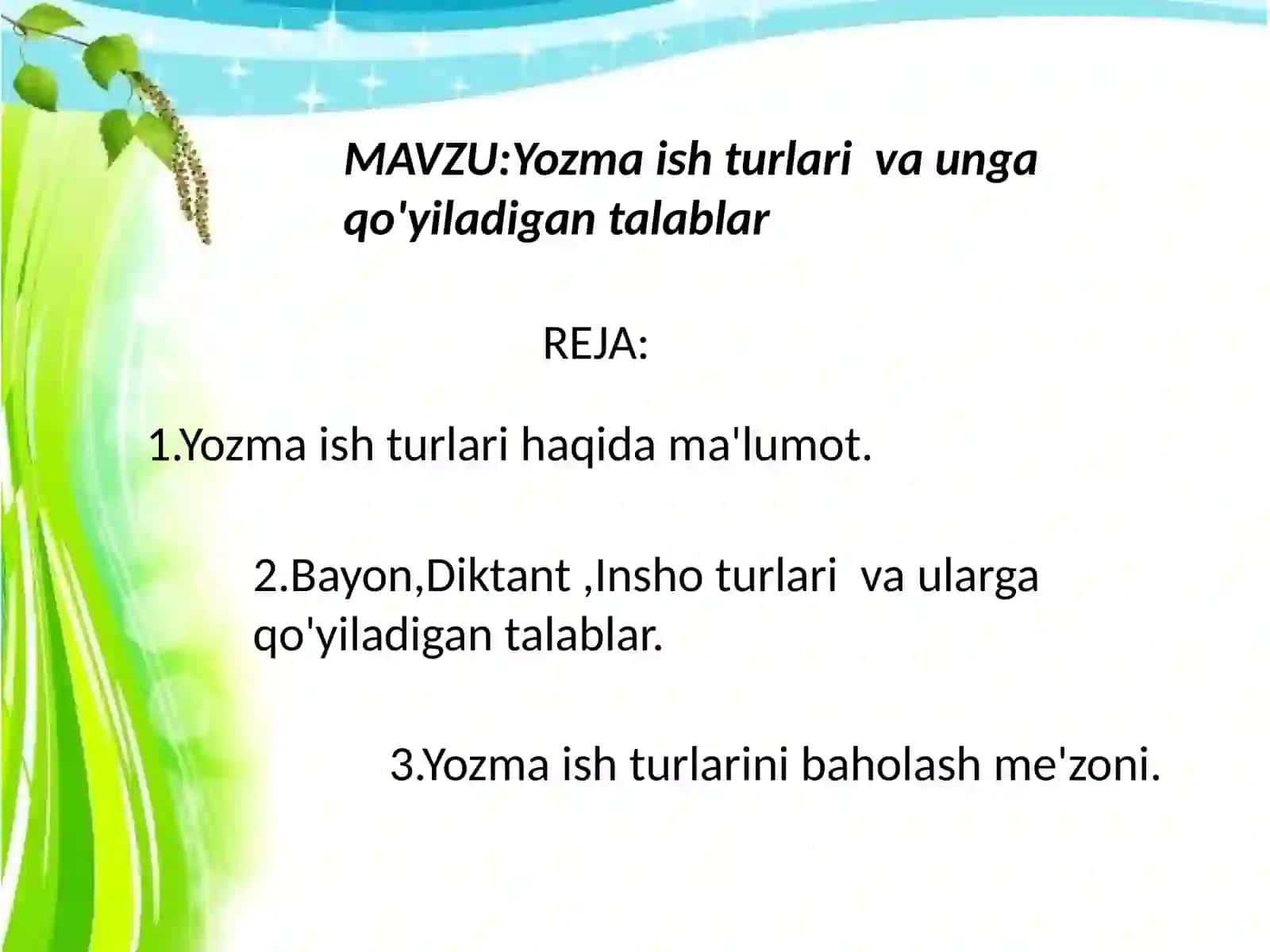 Yozmaishlarni tashkilotish metodikasi 2