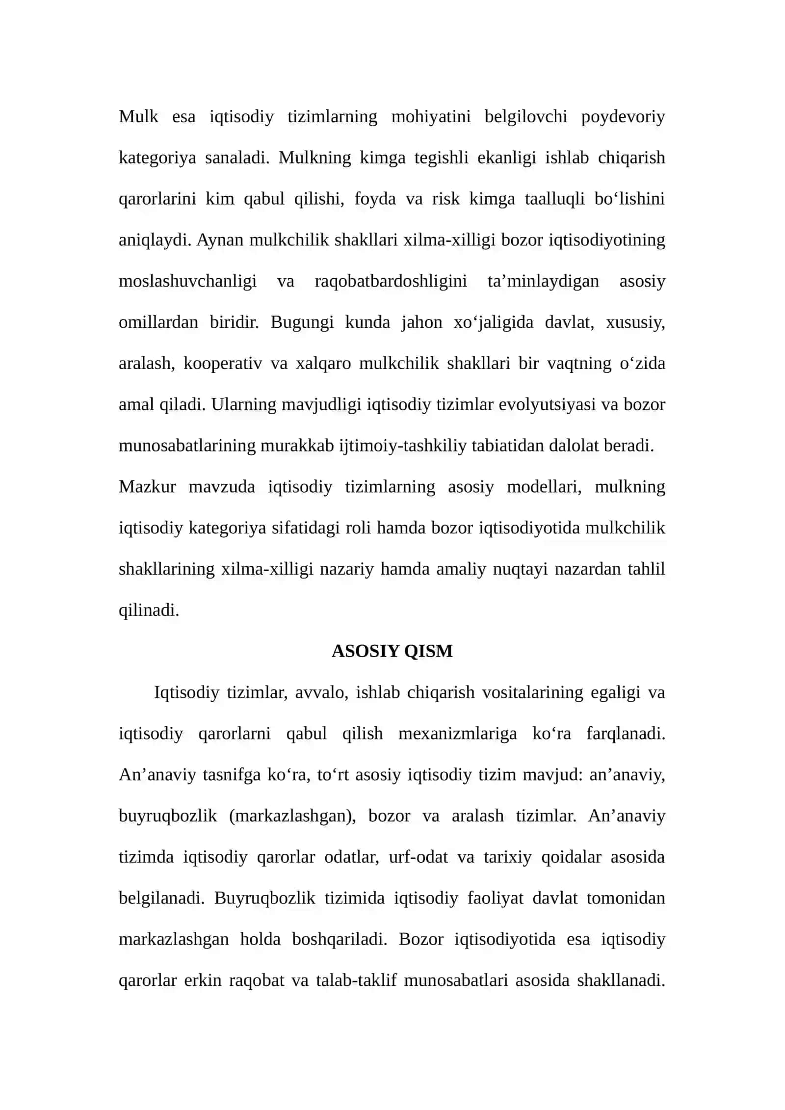 Iqtisodiy tizimlar va ularning modellari 2