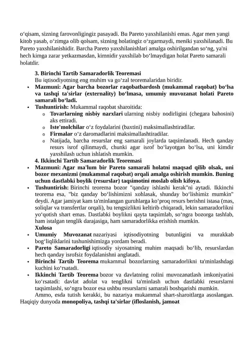 Umumiy Muvozanat va Samaradorlik 2