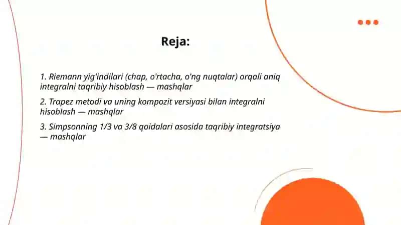 Aniq integrallni taqribiy hisoblash formulalari 2