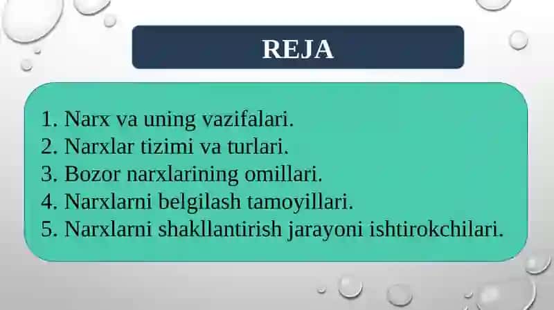 Narxning mohiyat va shakllanish xususiyati 2